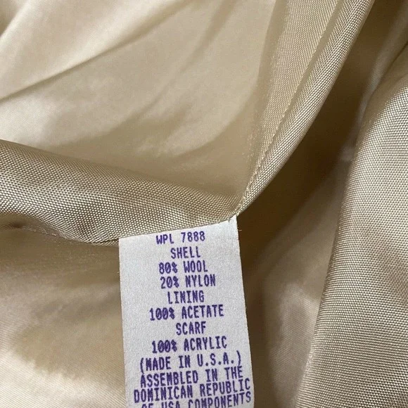 Bromley Collection vtg Wool Trench Coat Beige Size 8 Women